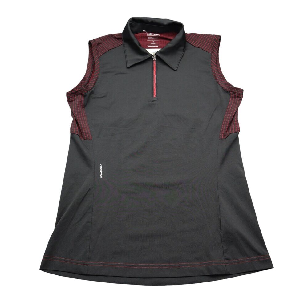 Adidas Shirt Womens S Black Sleeveless Chest Zip Collared Activewear Top